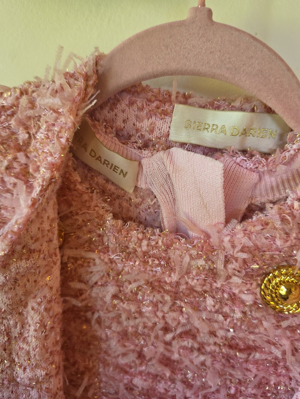 Pink Textured Jacket & Dress with Gold Buttons - Picture 2 of 4